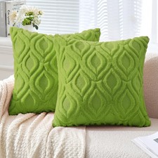 MIULEE Christmas Green Throw Pillow Covers 18x18, Soft Winter Plush Faux Wool