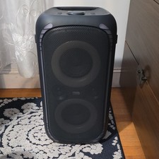 ONN Portable Bluetooth Partybox Black with LED Lights, Wheels, Handle, USB Input