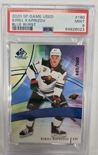 2020-21 SP Game Used Authentic Rookies Blue #/199 Kirill Kaprizov RC Wild PSA 9