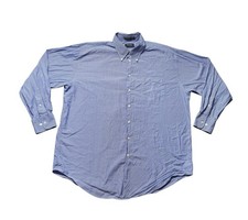 Nautica Men s Button Down Shirt 17.5 34/35 Blue White Stripe Cotton Long Sleeve