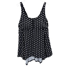 Swimsuits For All 365 Tankini Top Longer Length Plus Size 20 Polka Dot Black