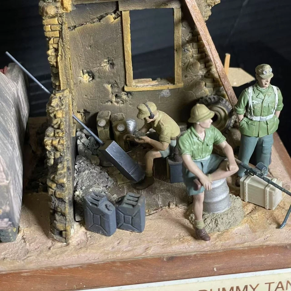 Tanque ficticio VW alemán Pro Built Segunda Guerra Mundial diorama 1/48 con base de soldados y escena de guerra 5" Foto 4 de 4