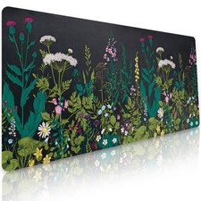 Green Desk Mat Leather Oil Painting Large Mouse Pad Waterproof 31.5x15.7 Inch