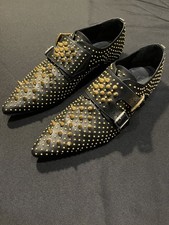 AUTHENTIC RARE GUCCI SPIKED STUDS TIGER OXFORD MONK DRESS SHOES GG 11 = US 11.5