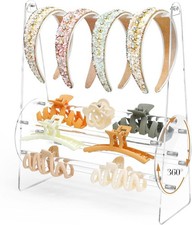 NEW Acrylic Headband Holder Claw Clip Organizer 360-Degree Rotating Clip Holder