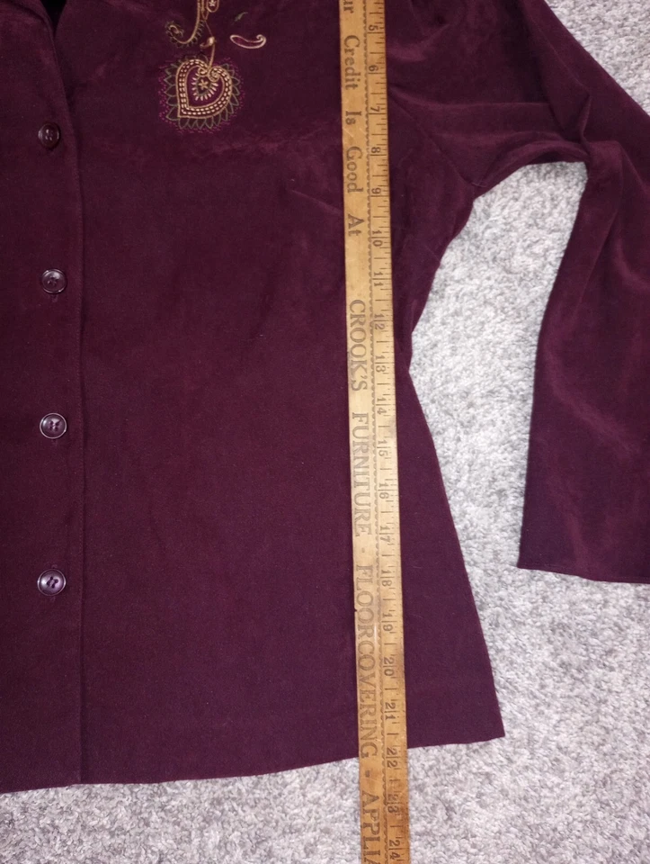 Chaqueta Studio 1 Petite Mujer 12P Borgoña Blazer Abrigo Botón Diseño Bordado Foto 4 de 4