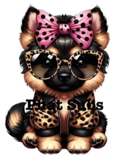 Sublimation Print Girly German Shepherd Ready To Press Heat Transfer