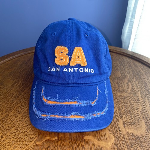 San Antonio Texas Distressed Hat (Royal Blue/Orange) One Size Adjustable - Photo 2/12