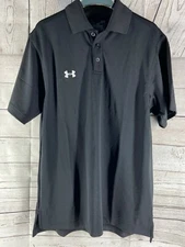 Under Armour Heatgear Black Performance Training Polo Loose Fit Size S 