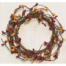 New-Pip Berry-Burgundy Old Gold-Candle Ring/Sm Wreath 3.5" Inner 6.5" Outer