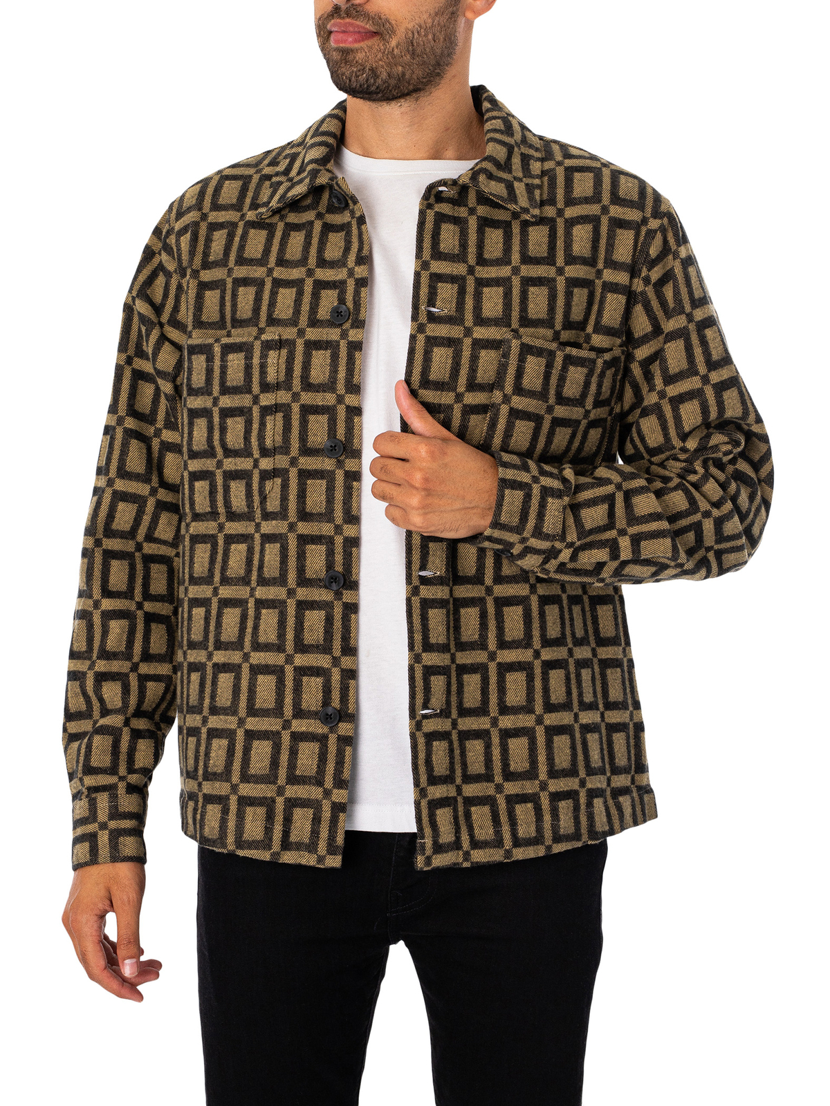 Однотонная мужская майковая верхняя рубашка коричневого цвета