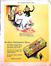 Anuncio original vintage de goma de Wrigley's: perro, peluquero, doble como nuevo