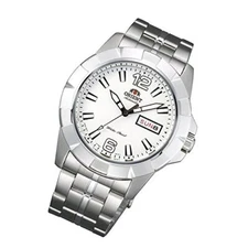 Orient Men's Automatic Watch FEM7L005W9 White Dial Silver Linked Bracelet
