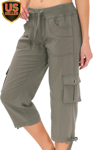 Womens Capris with Pockets Loose Fit Casual Capri Pants Dressy Lightweight Ladie