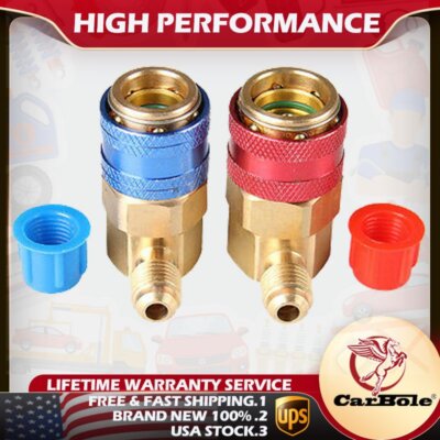 R134a Fittings AC Manifold Gauge Quick Coupler Adapter Kit - High & Low Side, 1/4" SAE, Brass, Lifetime Warranty R134a Adapter Hose - Foto 5