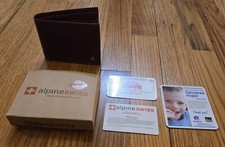 NEW HTF Alpine Swiss Mens RFID Brown Leather Center Flip High Cap Bifold Wallet