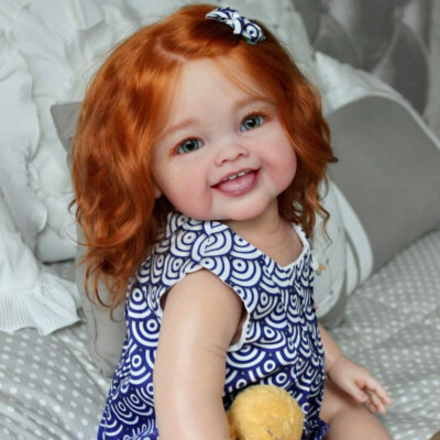 70cm Toddler Girl Artist Finished Reborn Baby Doll Long Red Hair Cloth Body Gift