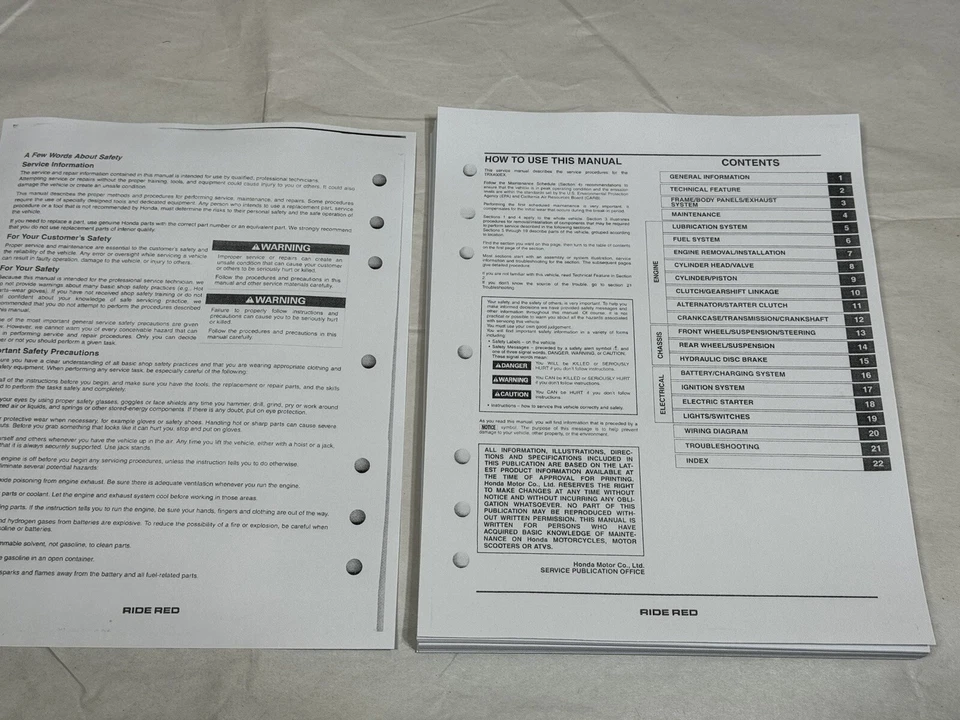 Service Shop Repair Manual 2005-2009 Honda Sportrax 400 TRX400EX TRX400X TRX400 - Image 2 of 3