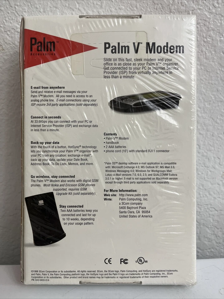 3Com Genuine Palm V Modem 10401U IBM WordPad c3 New Sealed - Image 2 of 3