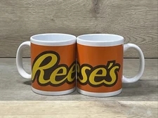 REESE'S Peanut Butter Cup Coffee Mugs Set of 2 Orange/White Galerie 12oz Ceramic