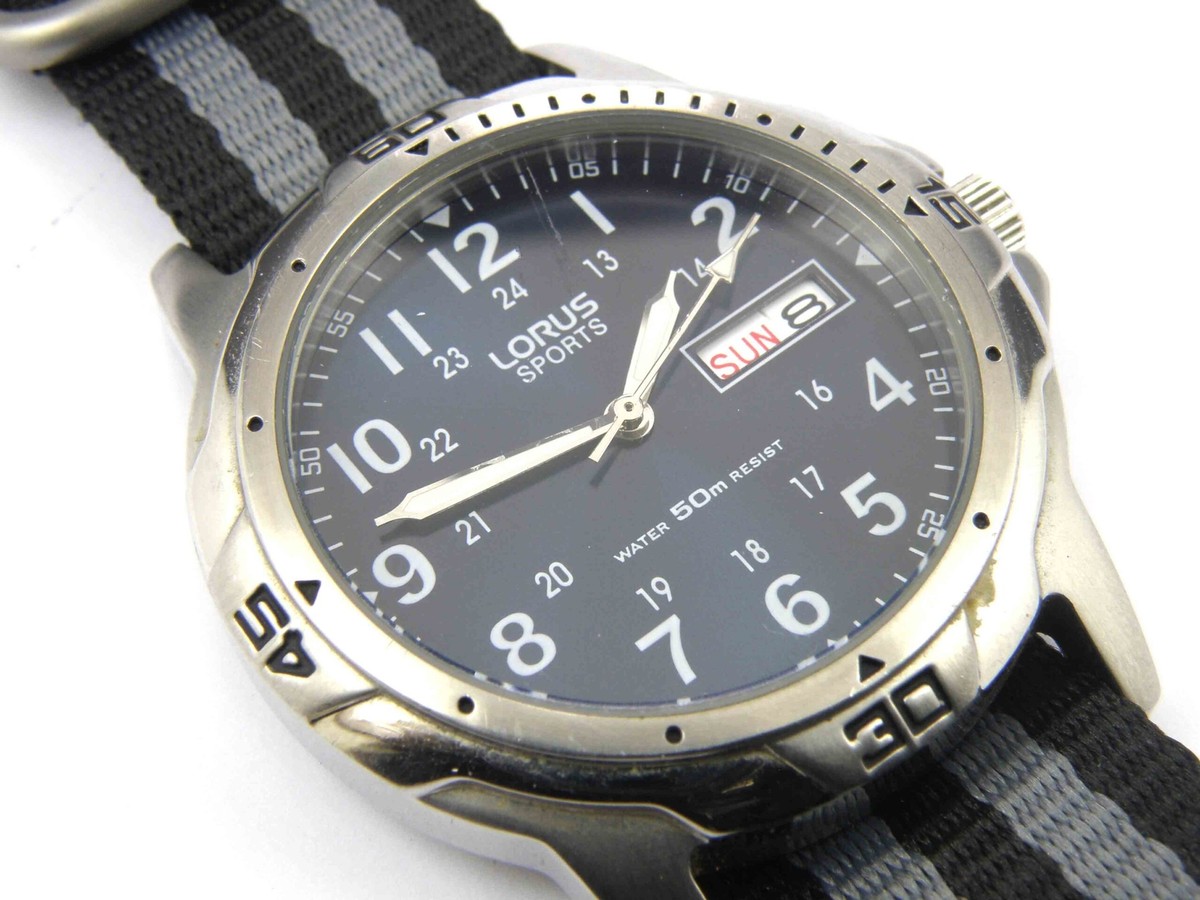 Vx43 Lorus Mens Day Date Sports Watch - 50m for sale online | eBay