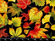 Tina SCRAP 8"x21" Remnant Fabric Cotton Leaf Tree Fall Autumn Harvest Elegant
