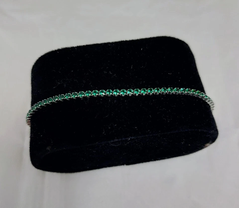 bracciale tennis oro18kt Con Smeraldi Idrotermali - Immagine 4 di 4