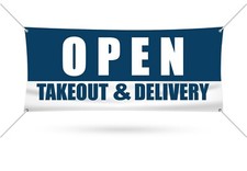 Open Takeout  Delivery Advertising Vinyl Banner Flag Sign Many Sizes USA 1027
