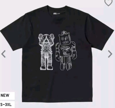 KAWS X Andy Warhol X Uniqlo UT Graphic Kurzarm T-Shirt Schwarz M Unisex
