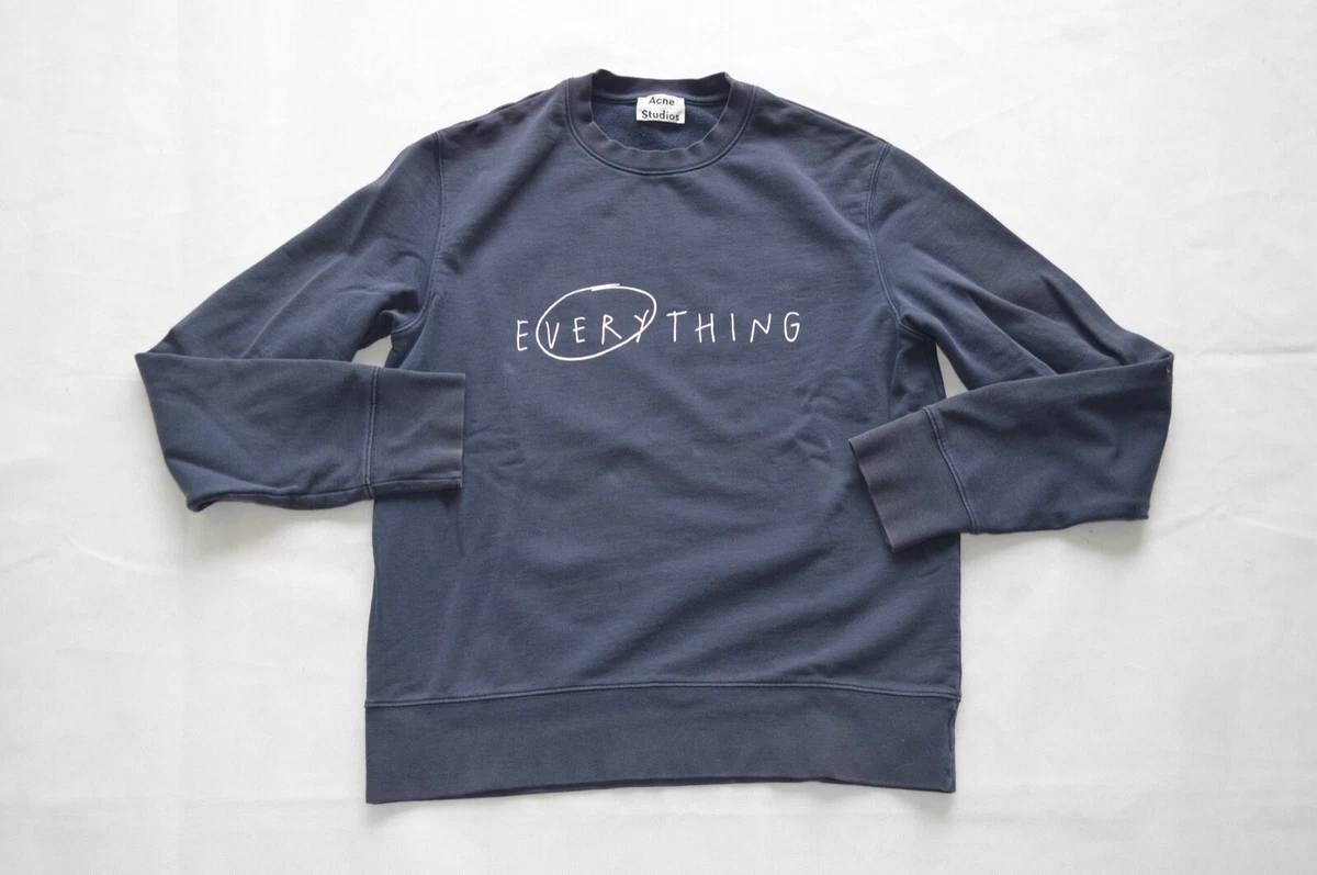 Acne Studios Casey Slogan Everything Navy Jumper Sweatshirt Crew Mens Small XS S
