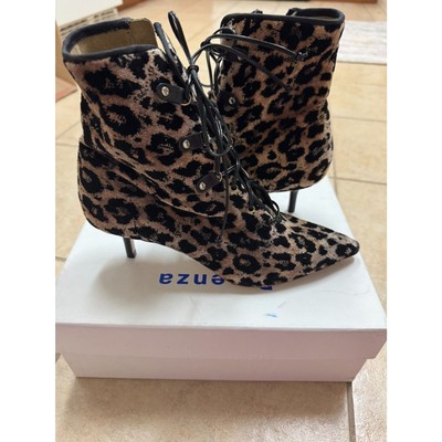 Francesco Russo Witchy Kitten Heel Cheetah Animal Print Victorian Bootie 36