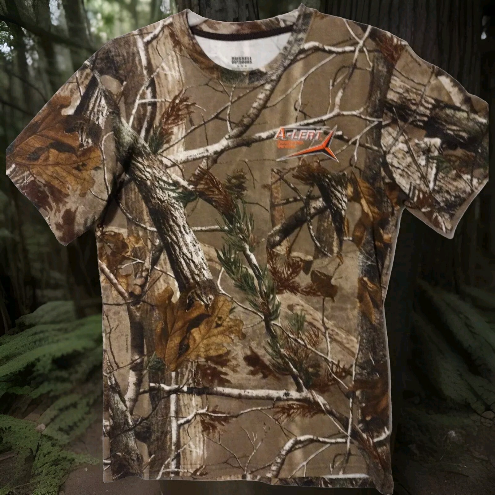 Russell Outdoors Shirt Camouflaged Size M' Alert Nice Alert  Services Logo
