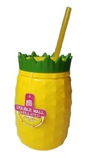 Vaso Tiki Cool Gear 16 oz piña con tapa y pajita aislado de doble pared S2113