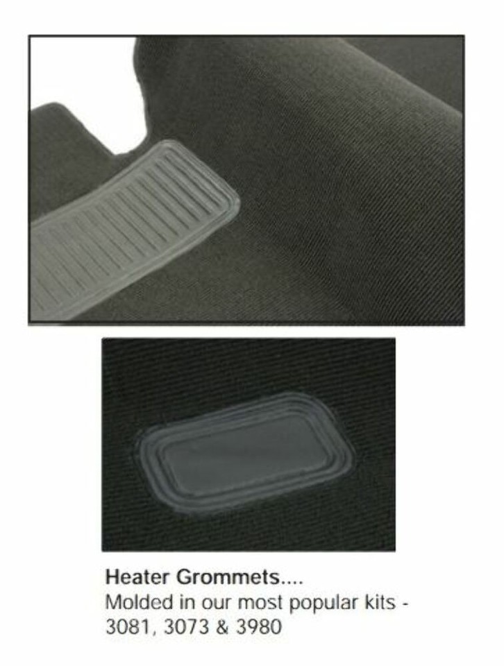 Carpet Kit with Footrest & Heater Grommets, Black, Fits Type1 Bug 1958