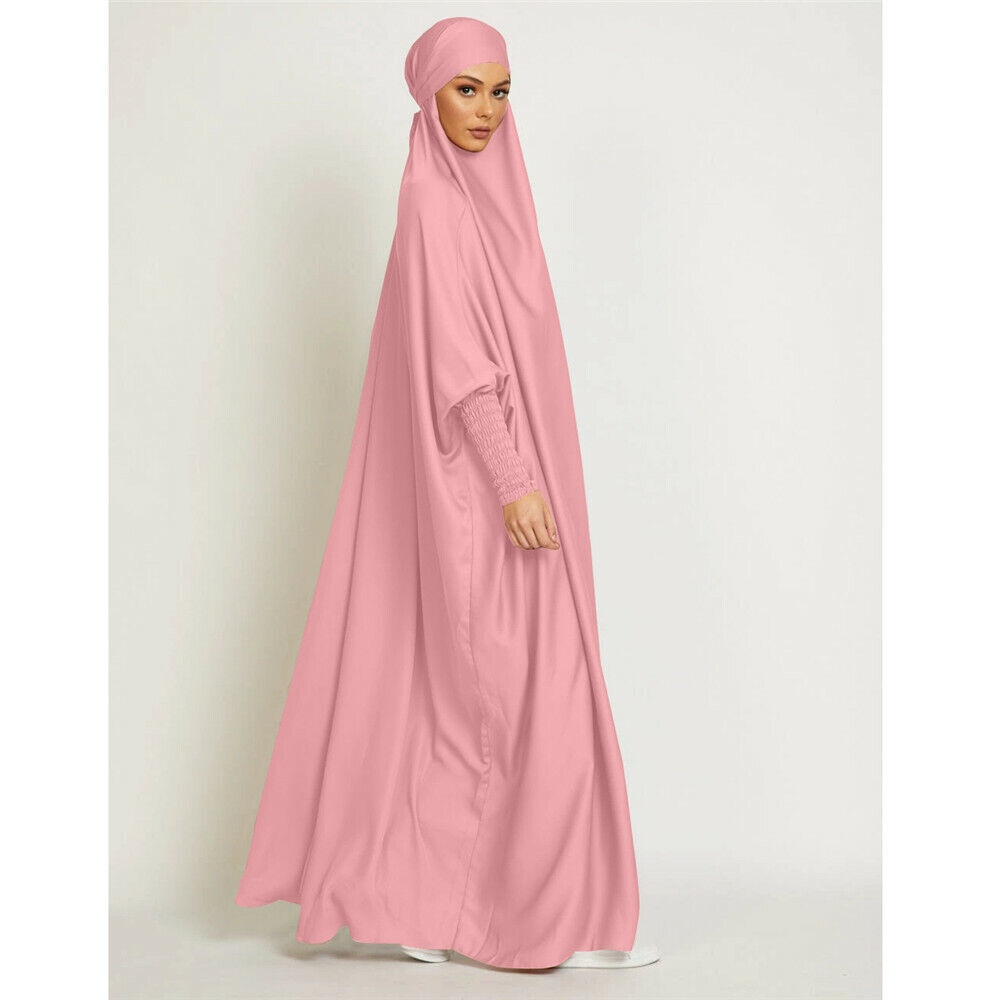 FPOVFPO Women's Muslim Abaya Prayer Dress - 2-Piece Set With Hijab, Full Length, Pink
