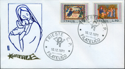 REP. IT. 1971 BUSTA F.D.C. 1. WEIHNACHTSTAG (Abb.c) KOMPLETTE SERIE