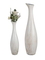 2Er Set Deko Flaschenvasen Marmor H. 40 + 60Cm Creme Braun Keramik Formano
