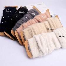 Winter Pearls Wool Knitted Leg Warmer Women Knee High Socks Gift Crochet Legging