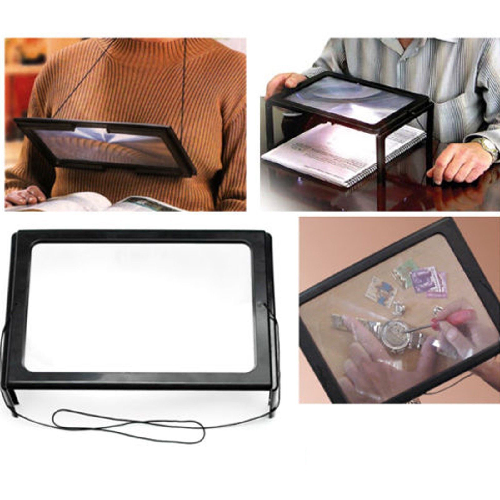 Large Magnifying Glass Hands Free With LED Light Magnifier Giant Reading  sewing