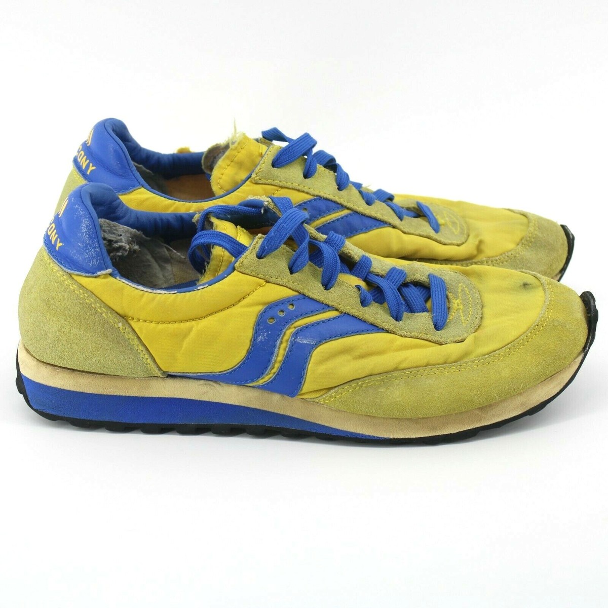 【S&H様】U.S.Aヴィンテージ SOCONY vintage VTG Saucony Men's Yellow/Blue 1980 Trainers SAMPLE PAIR (RR-SS