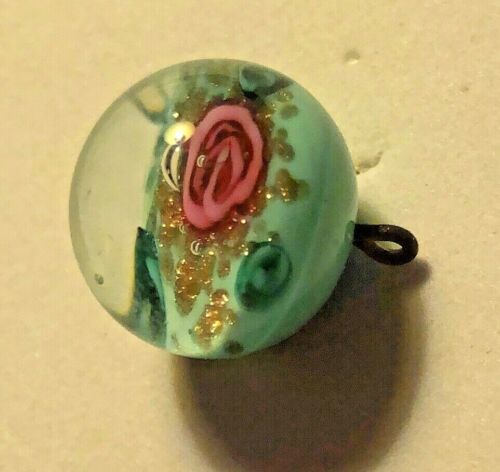 ONE Czech Glass Ball Button Paperweight Blue Pink Green Gold 9/16" 14mm 9623 - Picture 4 of 4