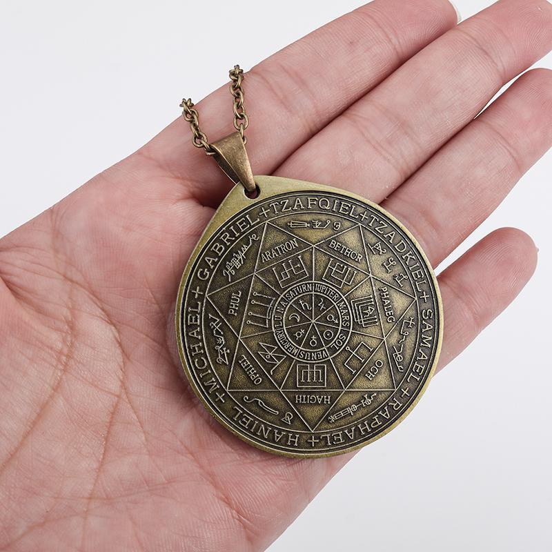 Talisman Sigil Seal Vintage of 7 Archangels Pendant Necklace Protection Amulet.