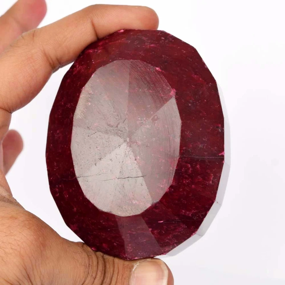 EGL CERTIFIED 1200 CT Genuine Huge Red Ruby Oval Faceted Cut Loose Gemstone - Image 2 of 4