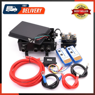 12V 500A Winch Solenoid Contactor Relay with Box and Twin Remote Controller Kit