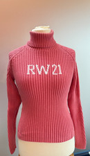 angenehmer Damen original RIVER WOODS Langarm Rollkragen Pulli pink L Baumwolle