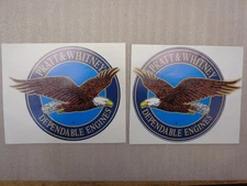 PRATT & WHITNEY AIRCRAFT ENGINE DECALS  6" Vinyl Set of 2(Limited Availability)
