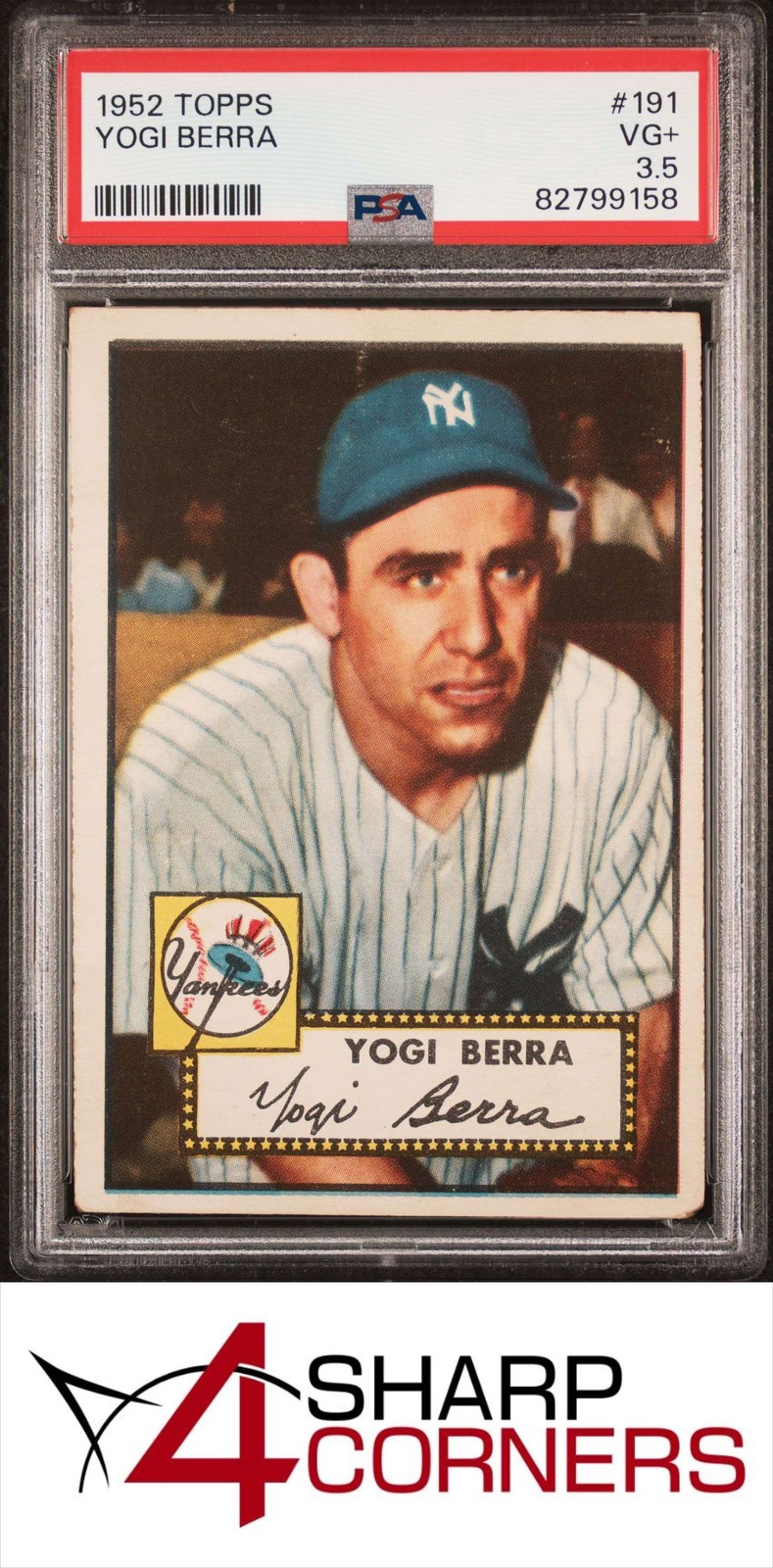 1952 TOPPS #191 YOGI BERRA YANKEES HOF PSA 3.5 view 1