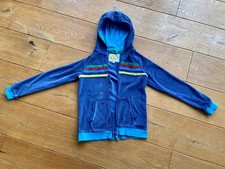 MINI BODEN: Jungen / Unisex Frottee Kapuzenjacke - blau – Ringel - 140