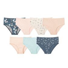 Member's Mark Girls 7-Pack Organic Cotton Briefs Navy Floral Print Size 4-16