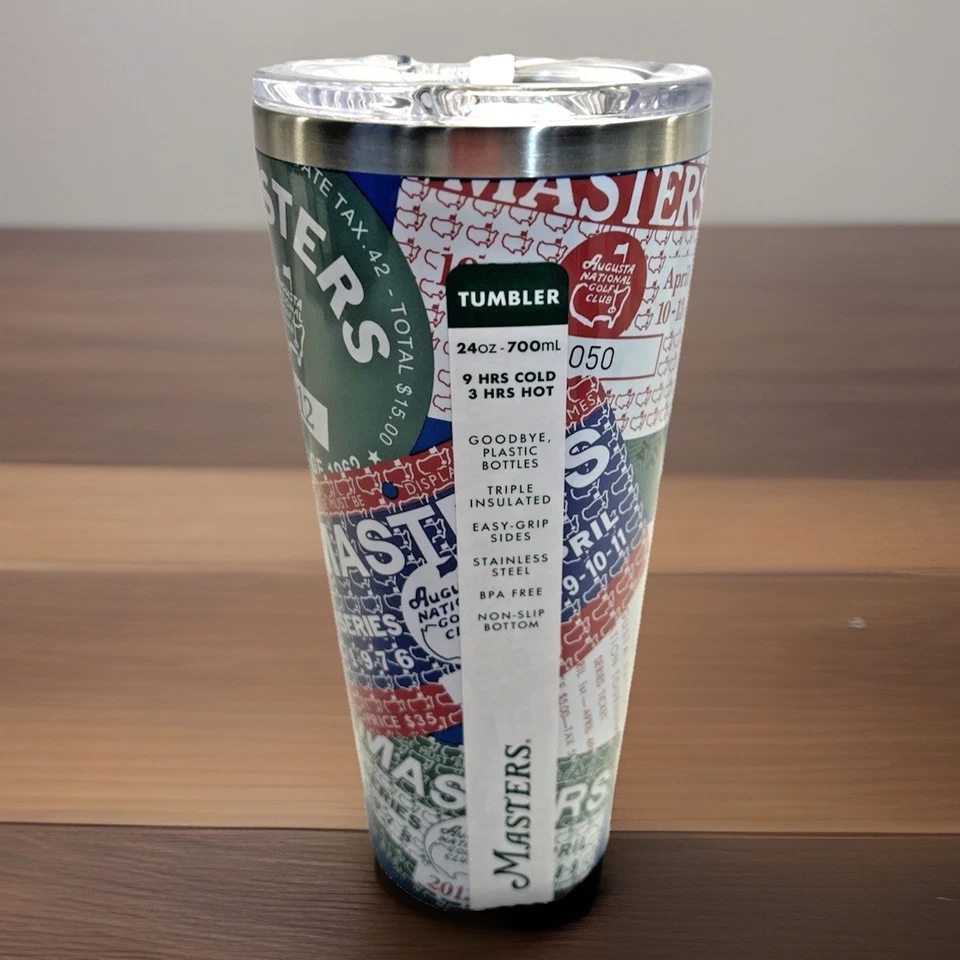 Vaso Masters MCORK-INSIGNIAS 24 oz - AUGUSTA NATIONAL GOLF CLUB - NUEVO CON ETIQUETAS Raro Foto 4 de 4